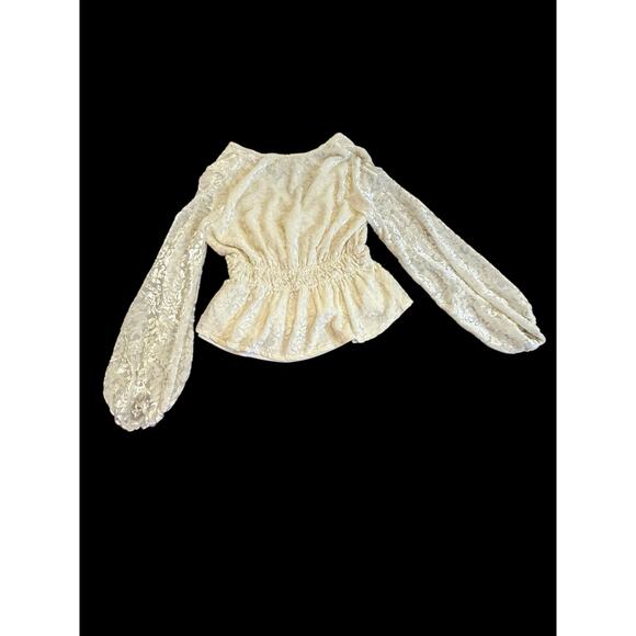 Forever 21 Women's Burnout Leaf Surplice Top in cream. Size Small. NWT. - Picture 1 of 5